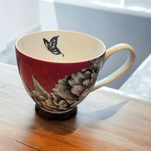 Portobello By Inspire Bone China Butterflies Footed Mug-16 ounce